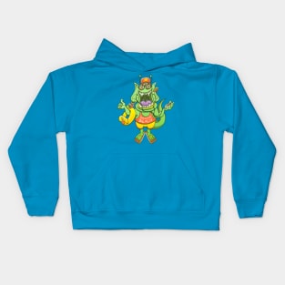 Friendly alien rising its thumb to get a ride to the beach Kids Hoodie